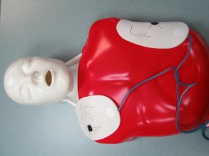 AED Pads Place on CPR Mannequin used for CPR "C" Training